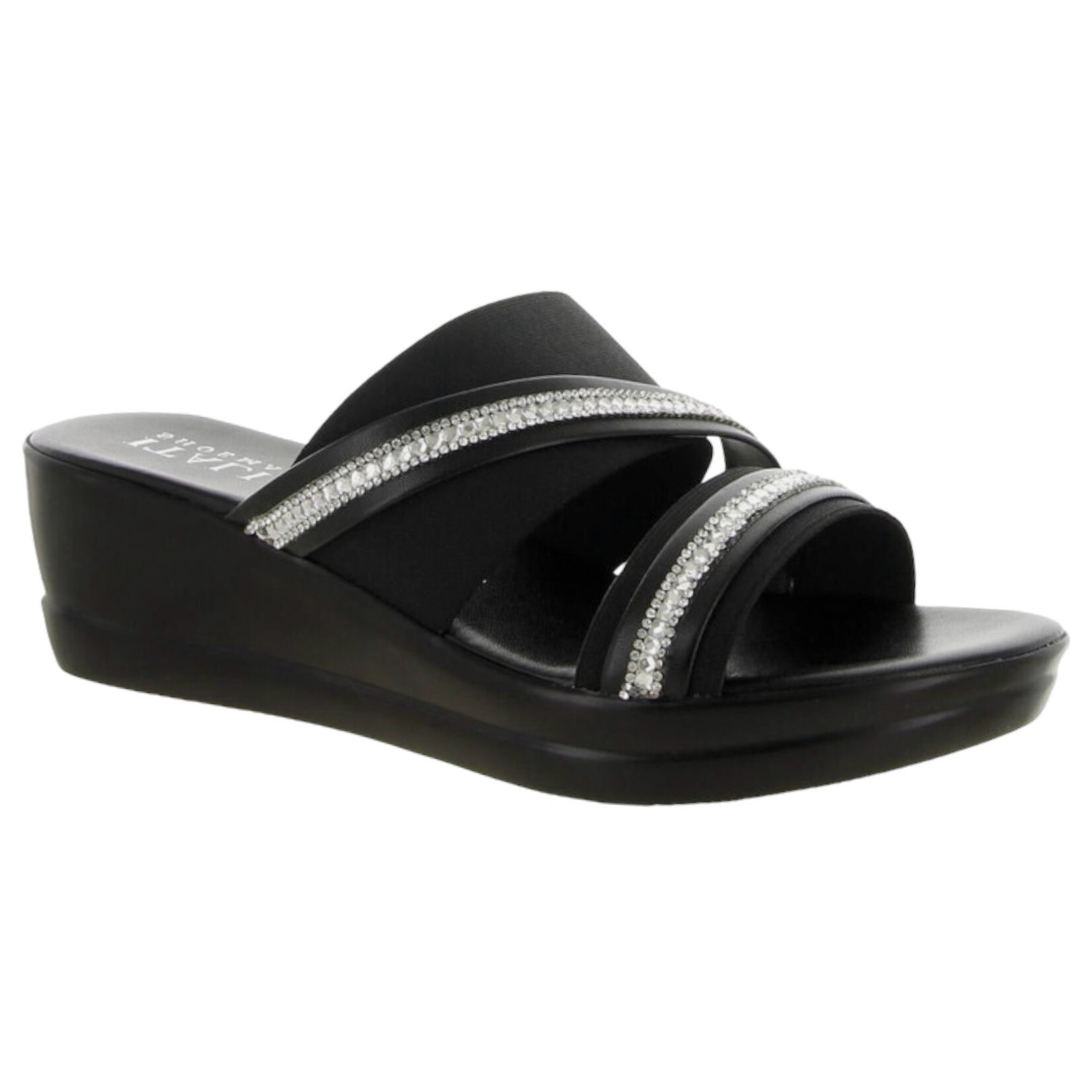 ITALIAN SHOEMAKERS ITALIAN RHINESTONE BAND WEDGE NINDY