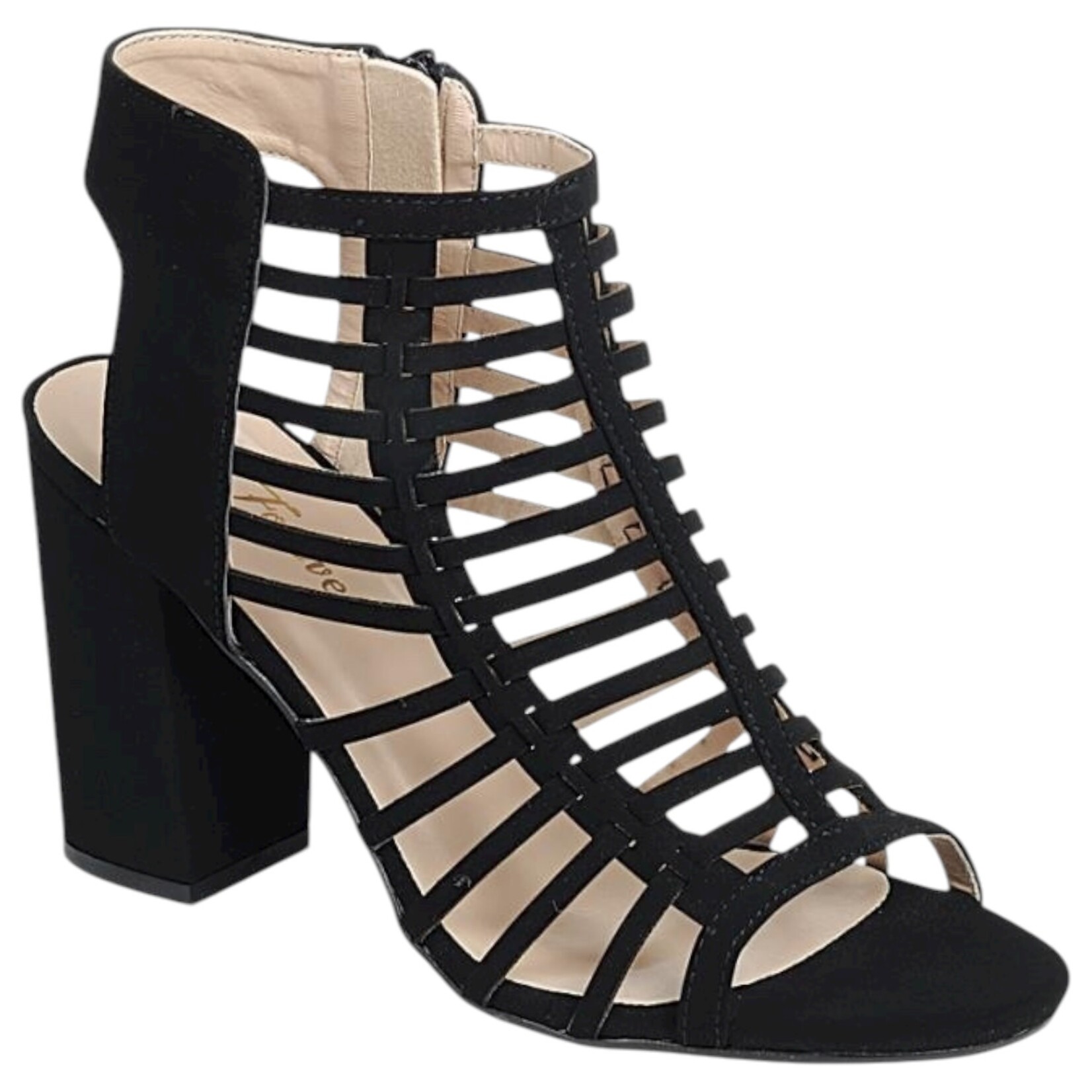 FOREVER FOREVER CAGED OPEN TOE BLOCK HEEL BECKIE-19