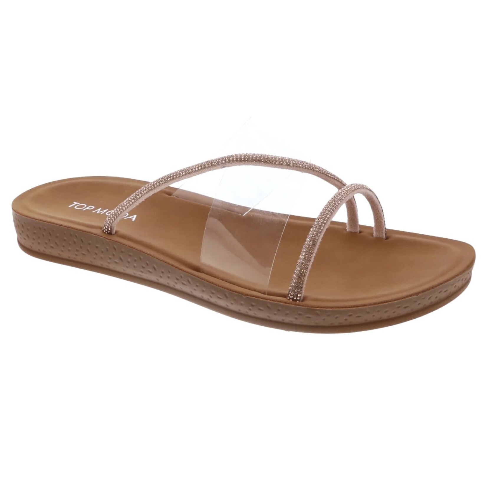 TOP MODA TOP MODA CLEAR RHINESTONE SLIDE SLIPPER SOL-52