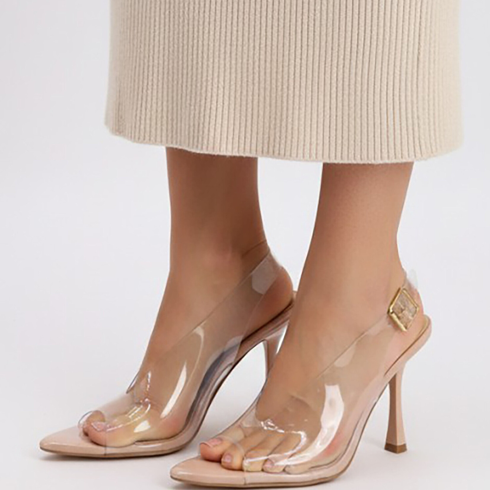 ANNE MICHELLE ANNE MICHELLE CLEAR TOP SLING BACK  HEELS TRACE-34