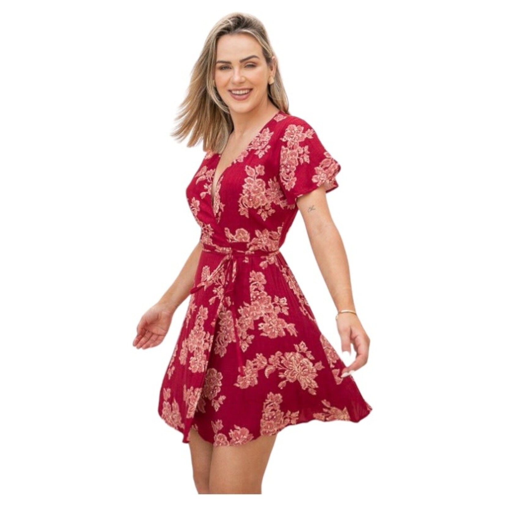 ROKOKO ROKOKO SHORT SLEEVE WRAP MINI DRESS R601966-V