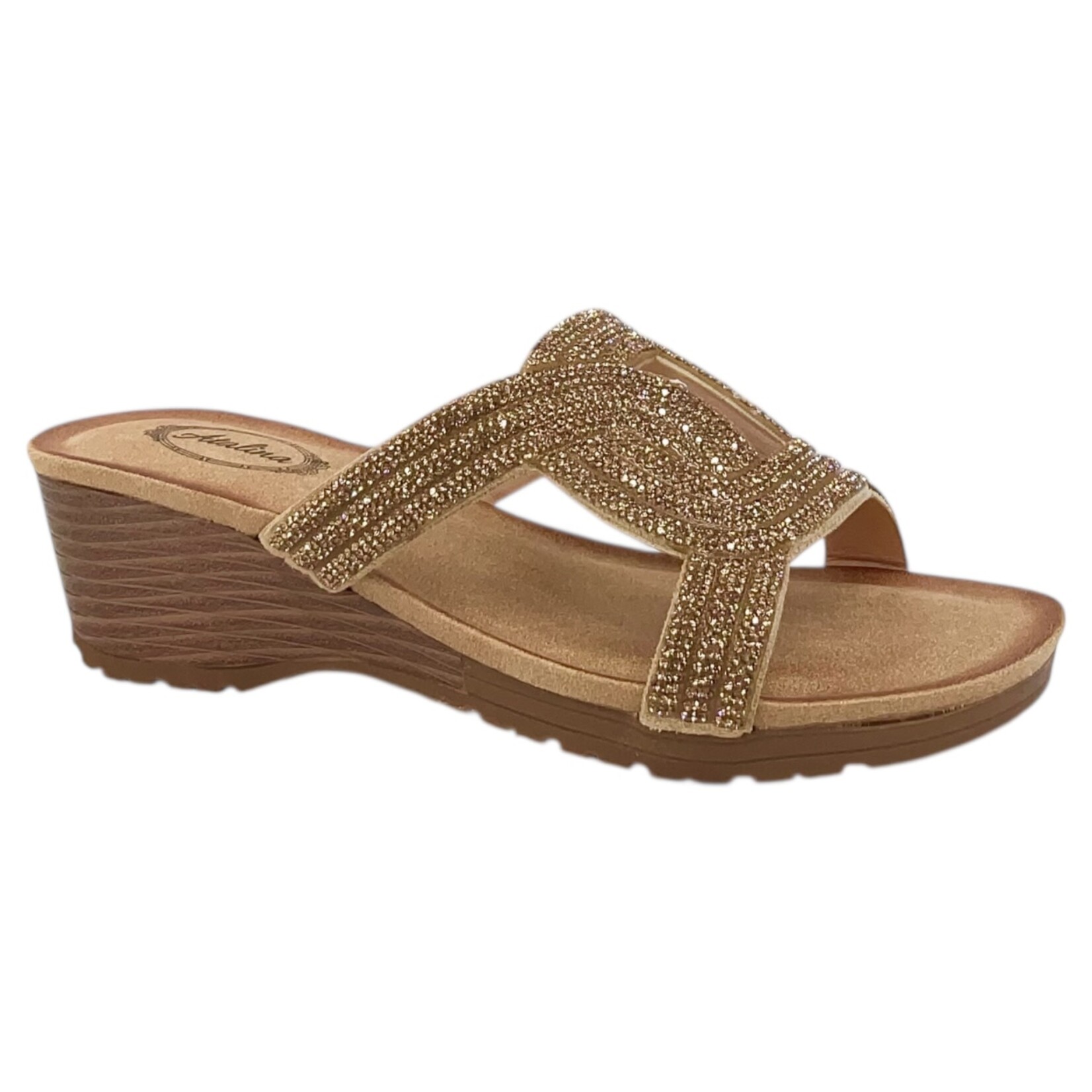 ATALINA ATALINA RHINESTONE SLIP ON WEDGE DC9911