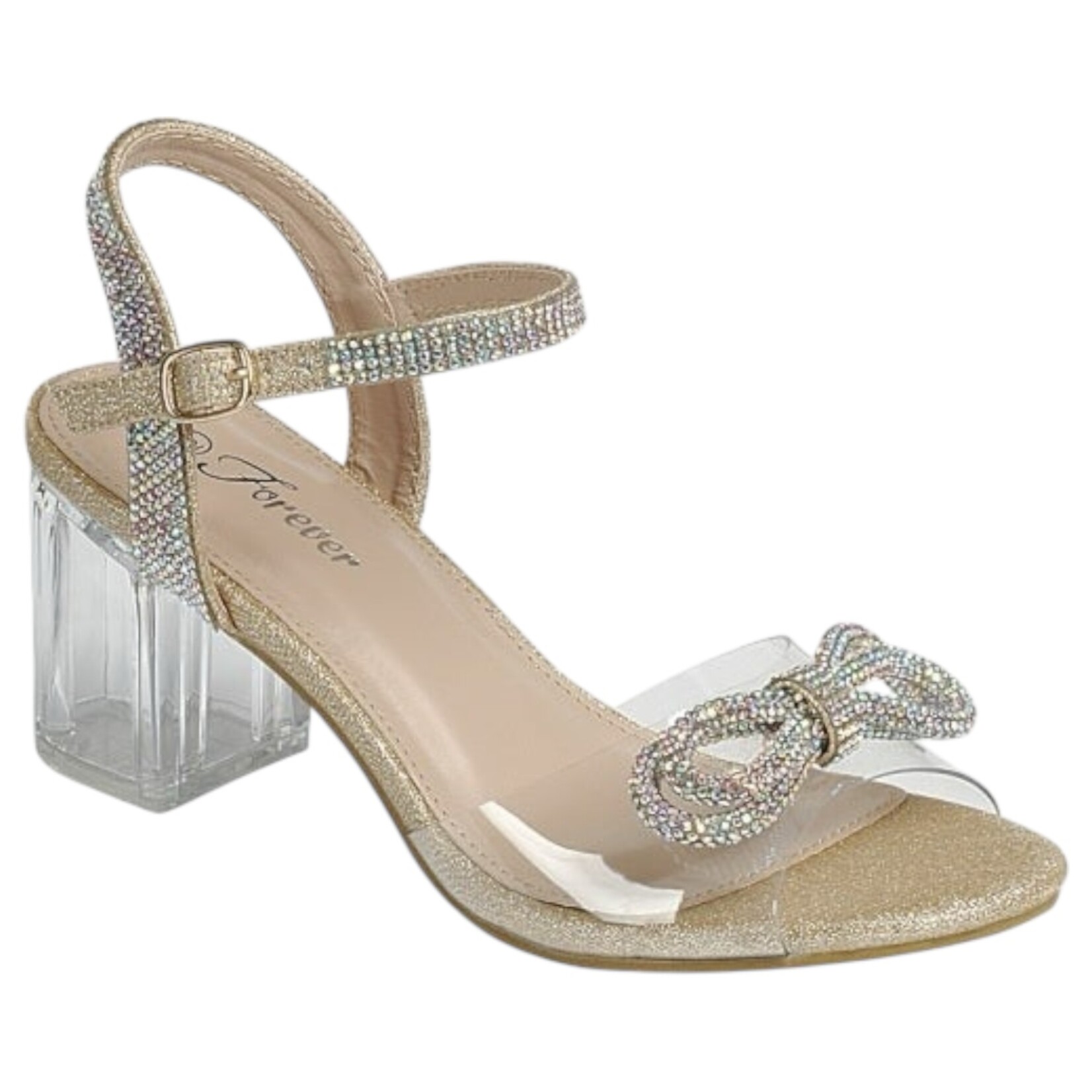 FOREVER FOREVER RHINESTONE BOW CLEAR HEEL NOTARY-38
