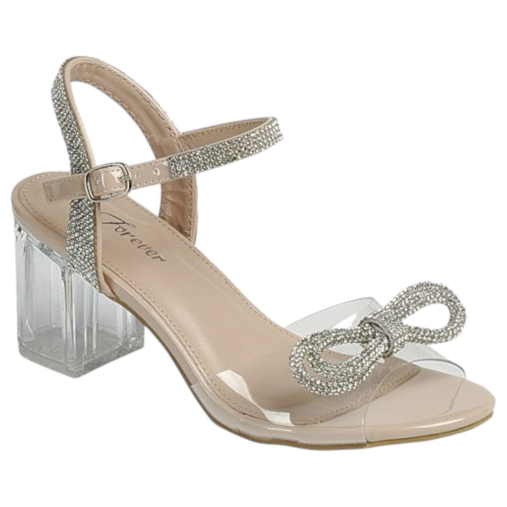 FOREVER FOREVER RHINESTONE BOW CLEAR HEEL NOTARY-38