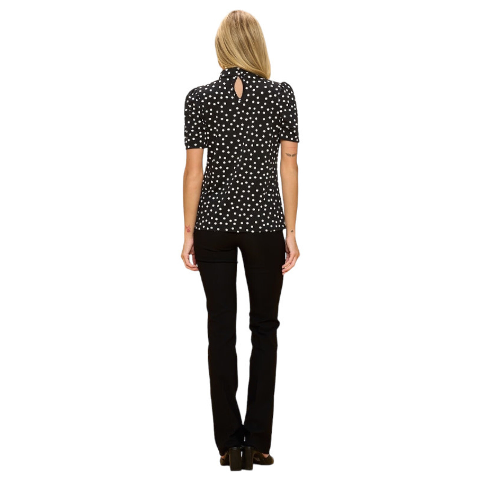 PERSEPTION PERSEPTION MOCKNECK POLKA DOT BLOUSE TP-MS-1569