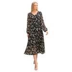 ROKOKO ROKOKO ELASTIC WAIST LONG SLEEVE MIDI DRESS R601832-V