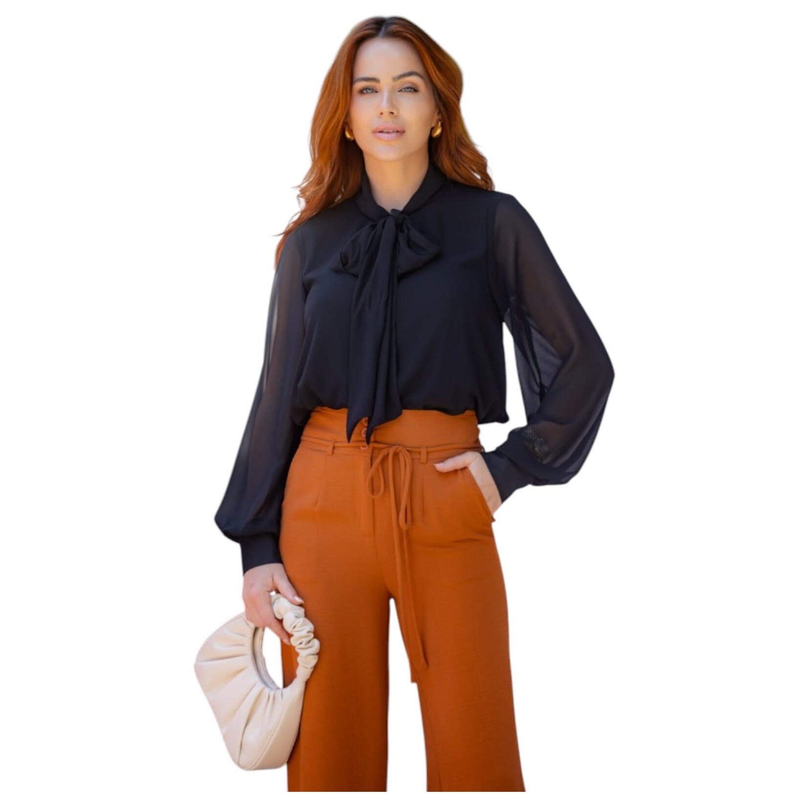 ROKOKO ROKOKO NECK TIE CHIFFON TOP R602545