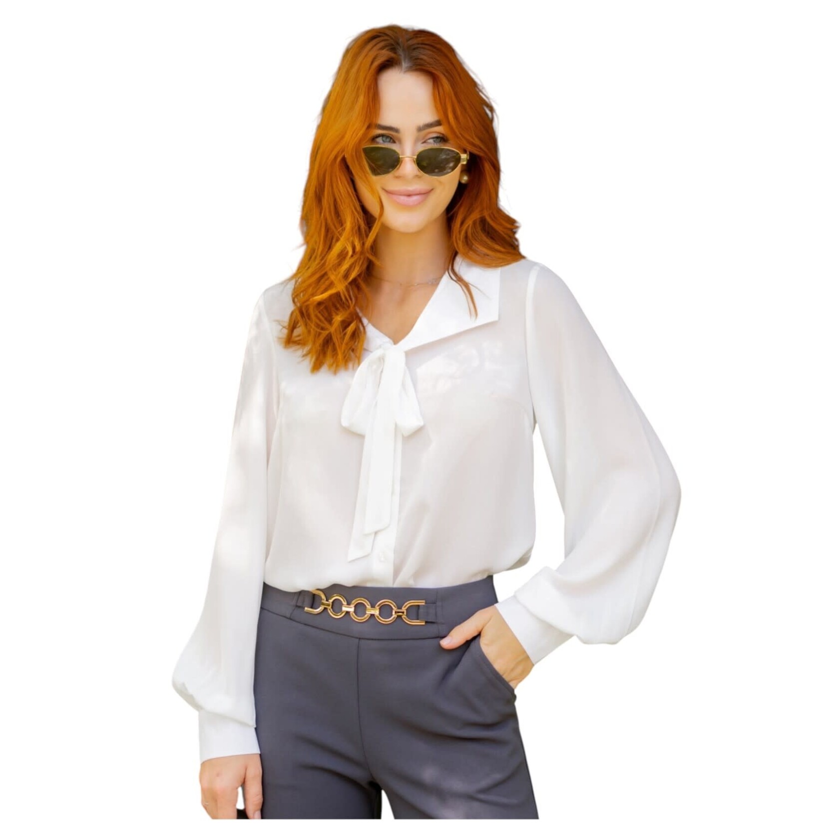 ROKOKO ROKOKO NECK TIE LONG SLEEVE TOP R602948-1