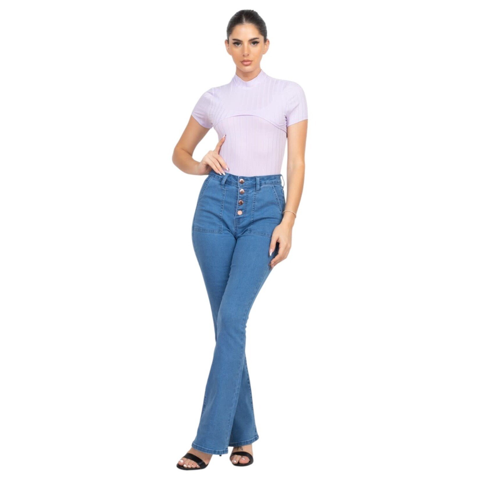 IRIS IRIS FRONT BUTTON FLARE DENIM JEAN DBP0569