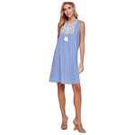 SOLUTION SOLUTION FLORAL EMBROIDERED TIE NECK TASSEL SHORT DRESS S-23910