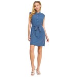SOLUTION SOLUTION MANDARIN COLLAR SLEEVELESS STRIPE SHORT DRESS S-25324
