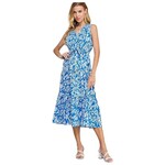 SOLUTION SOLUTION V-NECK SLEEVELESS FLORAL MIDI DRESS S-25591