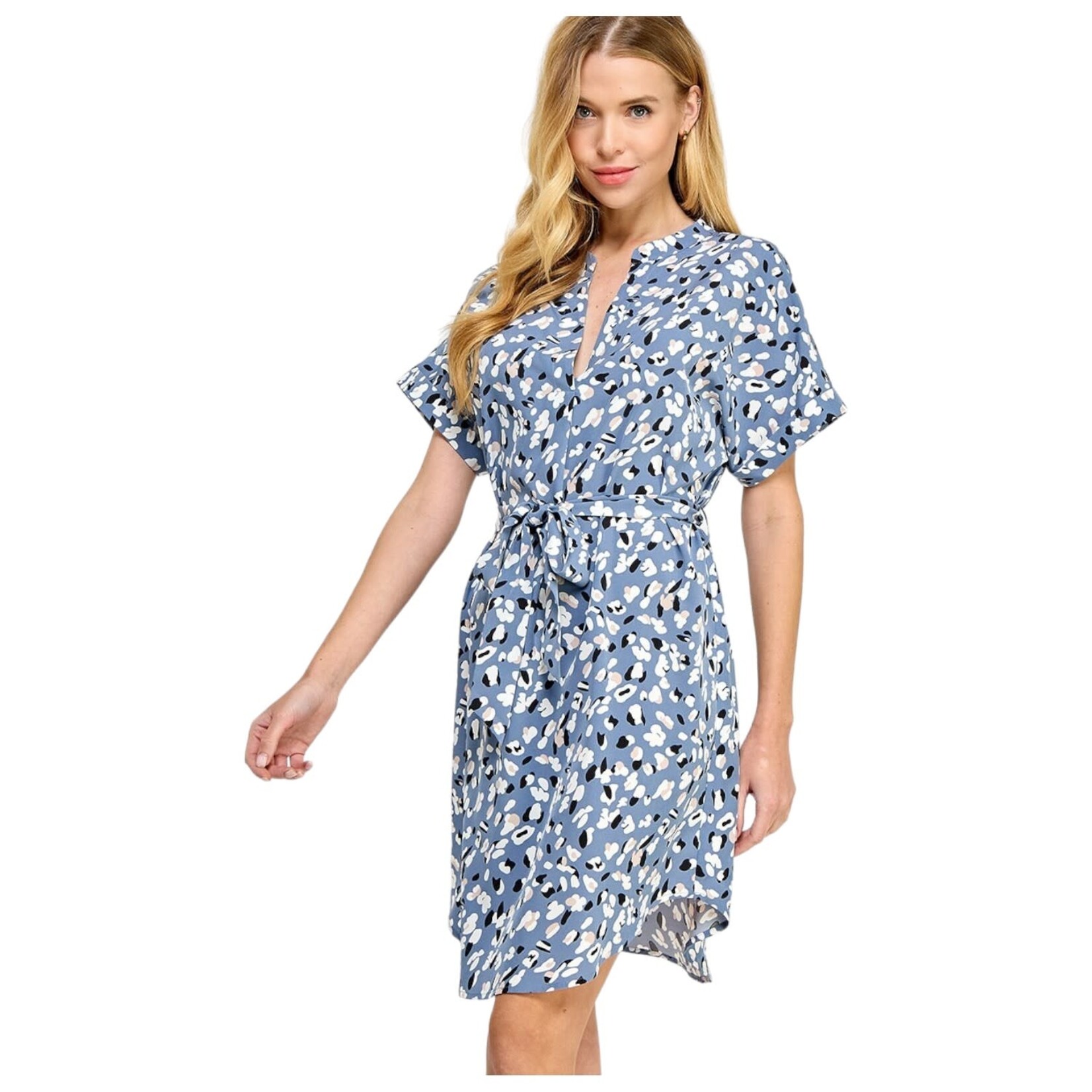 SOLUTION SOLUTION MULTICOLOUR V-NECK SHORT DRESS S-25446