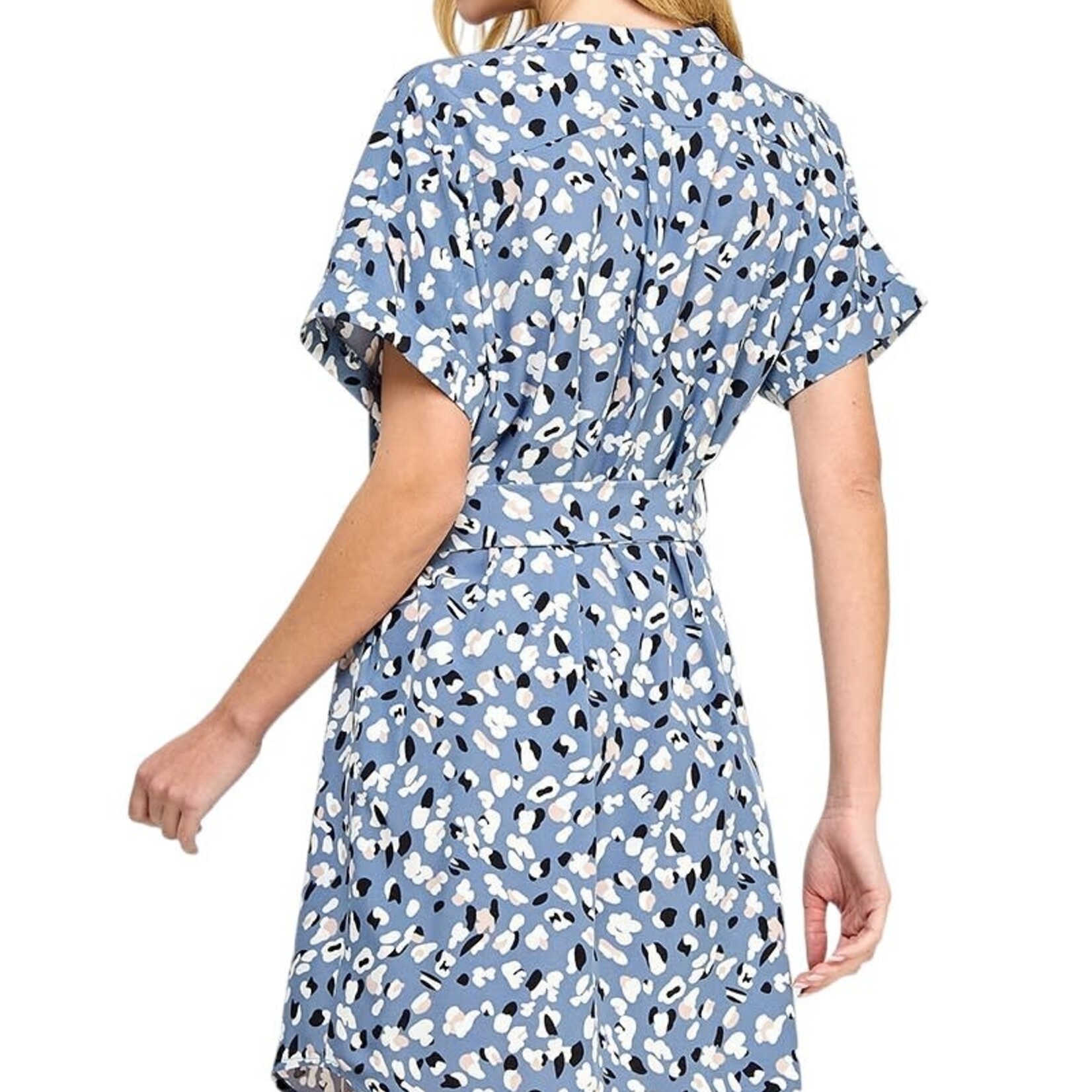 SOLUTION SOLUTION MULTICOLOUR V-NECK SHORT DRESS S-25446