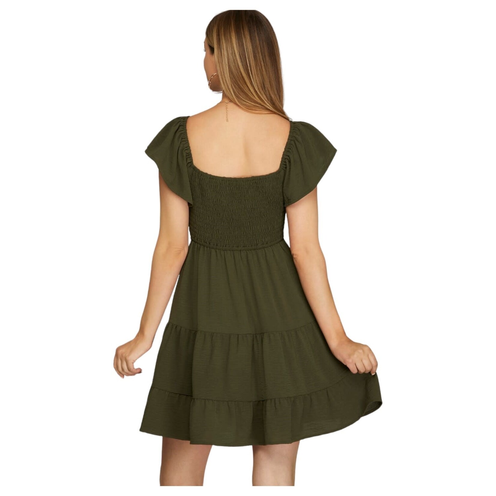 SHE & SKY SHE & SKY FLUTTER SLEEVE SWEETHEART NECK DRESS SY6532R