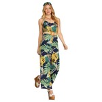 SHE & SKY SHE & SKY CAMI TROPICAL PRINT BELTED JUMPSUIT SY6555