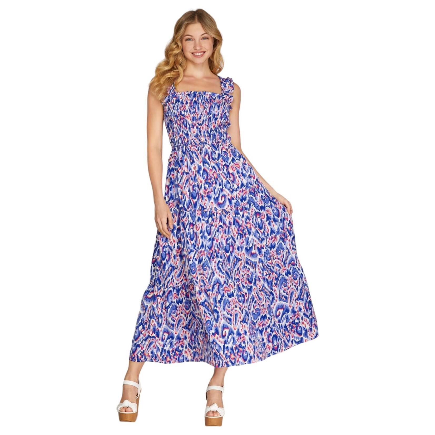 SHE & SKY SHE & SHE RUFFLED SHOULDER STRAP MAXI DRESS SY6156