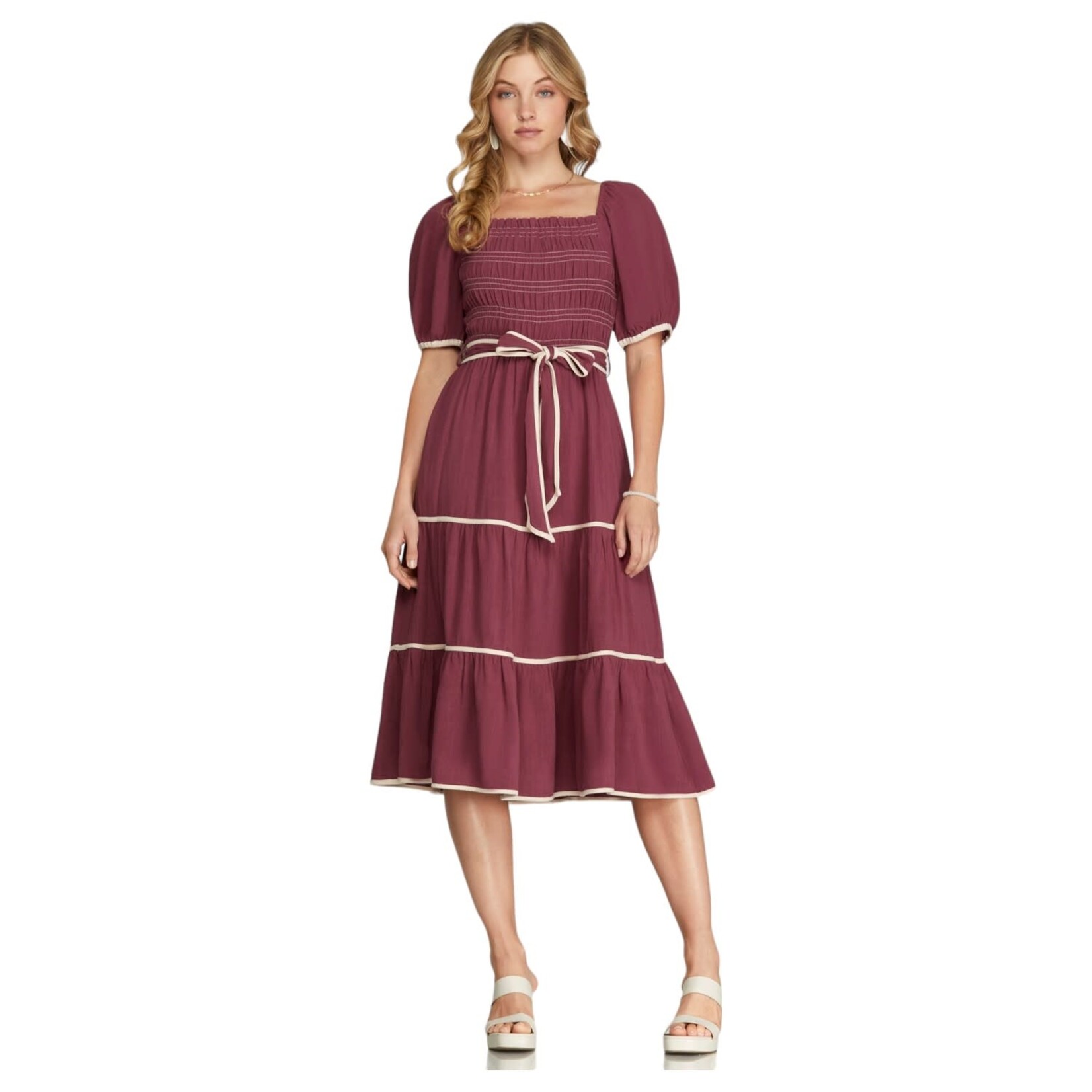 SHE & SKY SHE & SKY BELL SLEEVE  MIDI DRESS SY7203