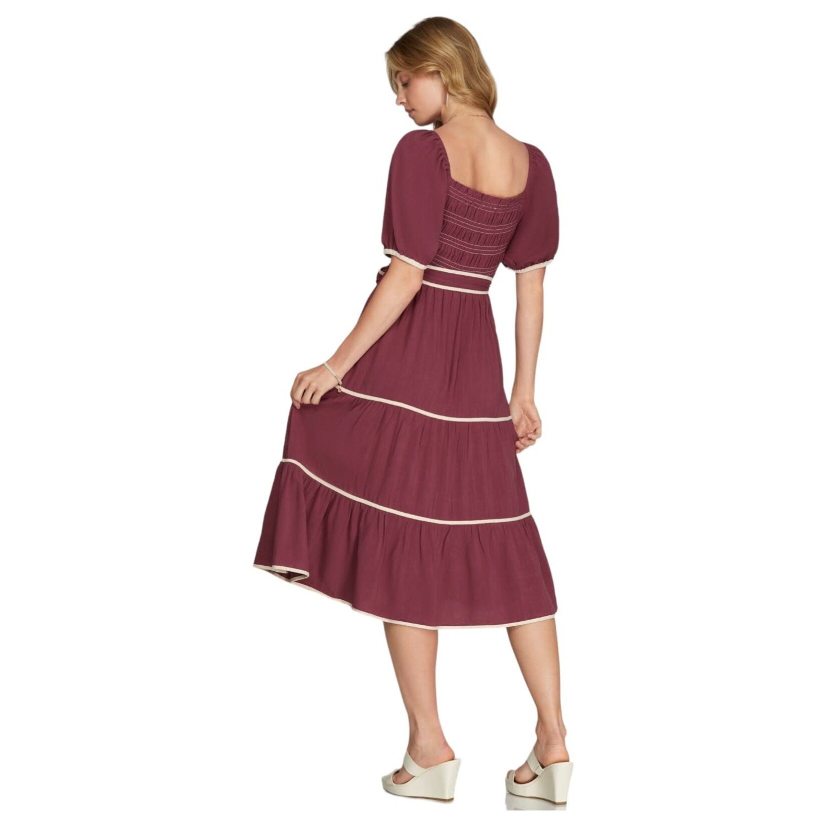 SHE & SKY SHE & SKY BELL SLEEVE  MIDI DRESS SY7203