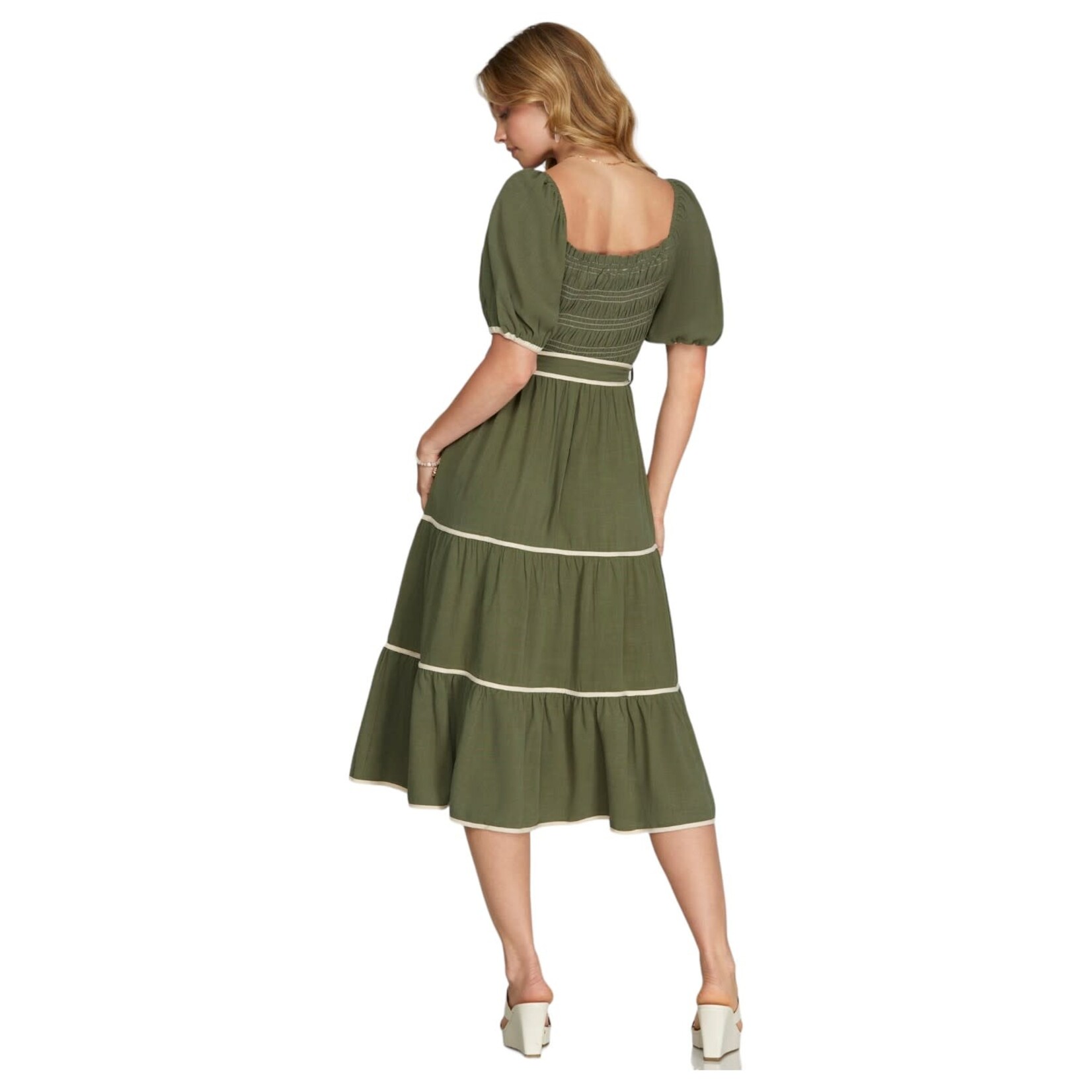 SHE & SKY SHE & SKY BELL SLEEVE  MIDI DRESS SY7203