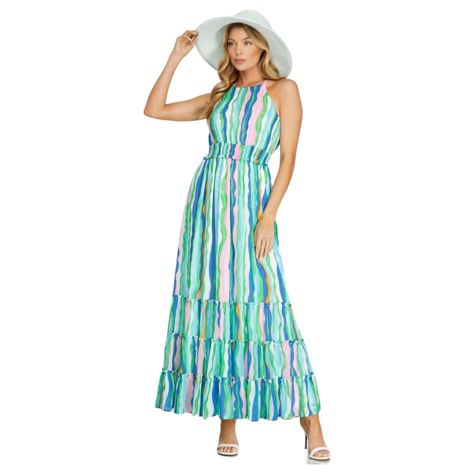 SHE & SKY SHE & SKY SLEEVELESS WOVEN MAXI DRESS SY6524