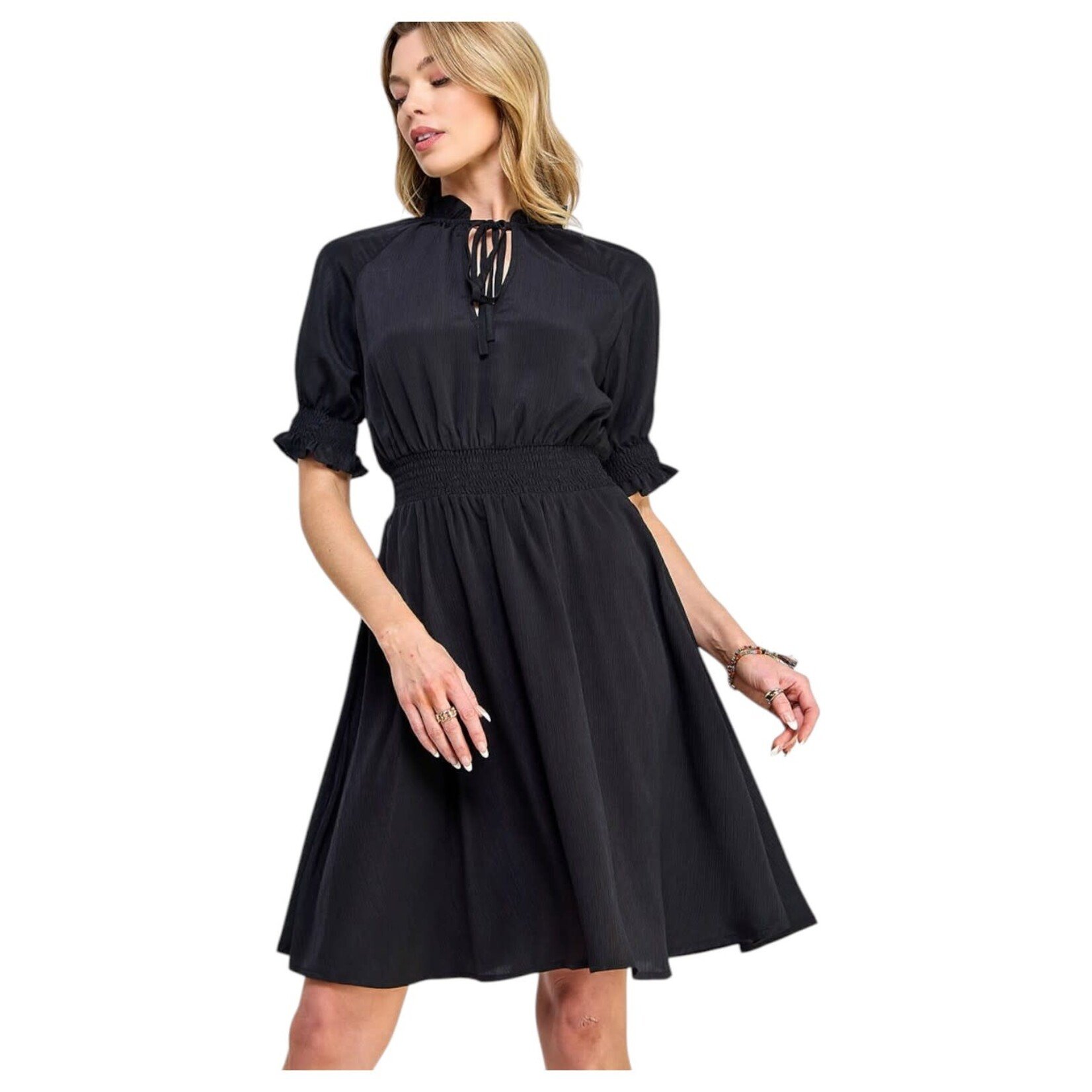 SOLUTION SOLUTION TIE NECK SHORT DRESS S-25588