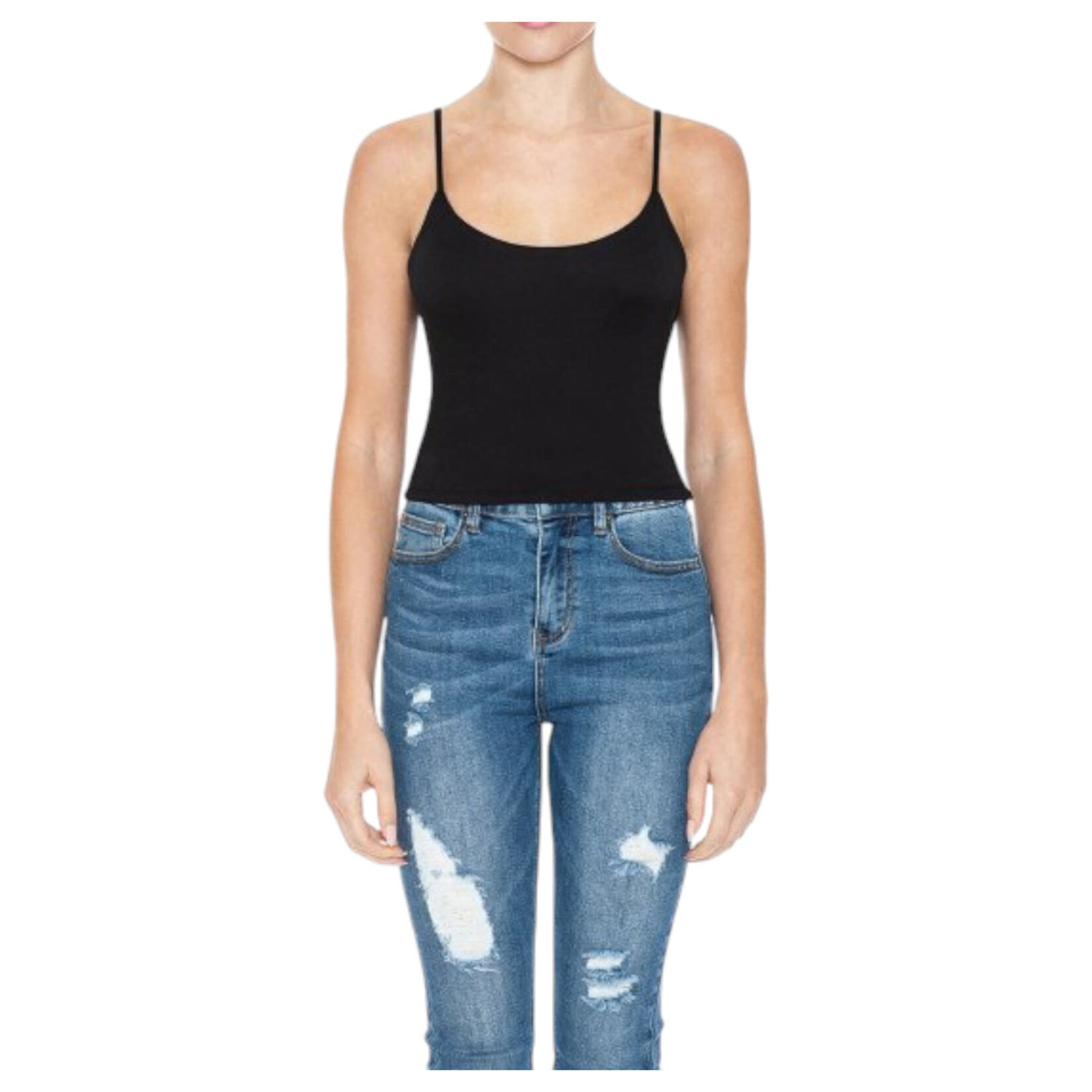 AMBIANCE APPAREL AMBIANCE DOUBLE LAYERED SCOOP NECK CROP CAMI TOP 75193