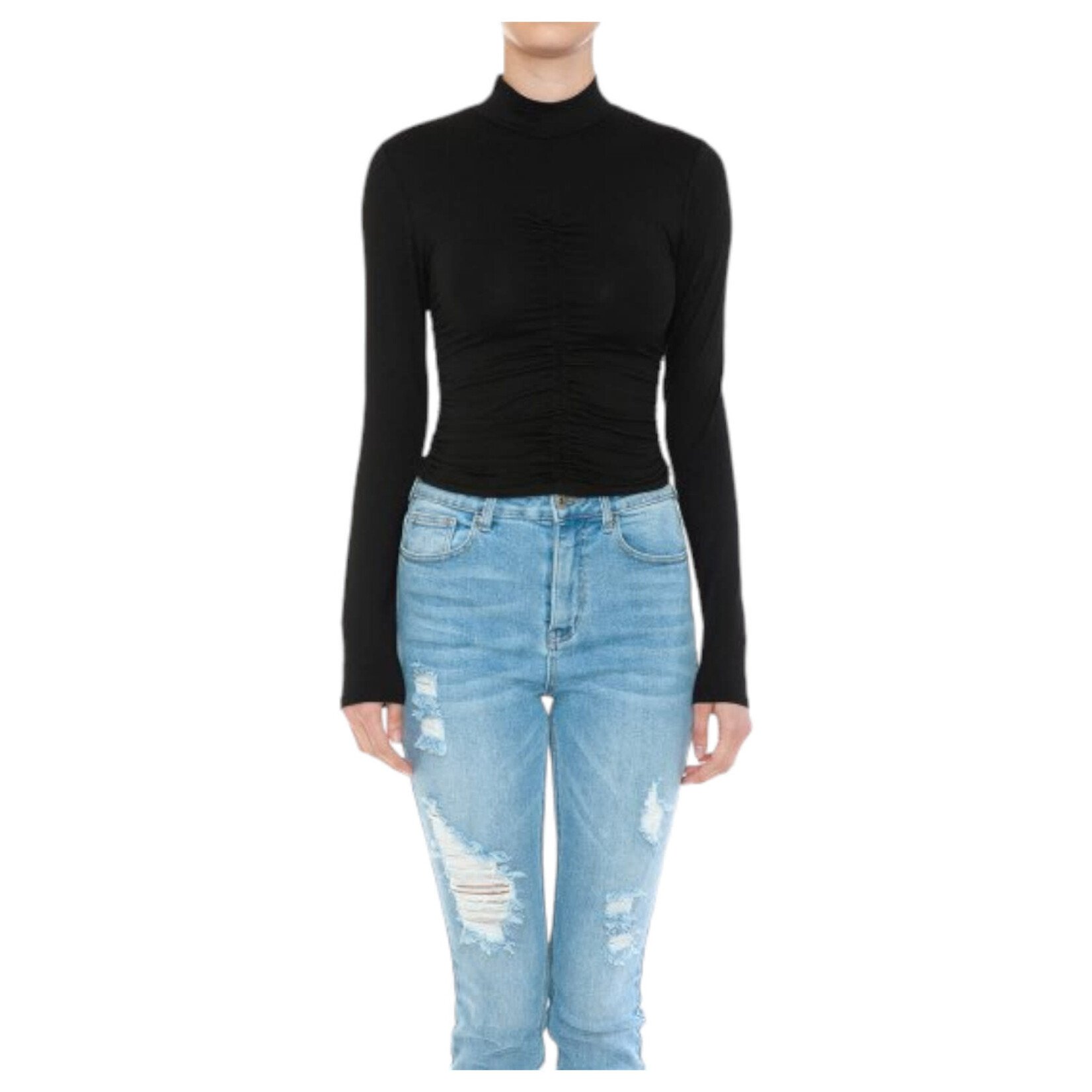 AMBIANCE APPAREL AMBIANCE MOCK NECK CROP TOP 74586