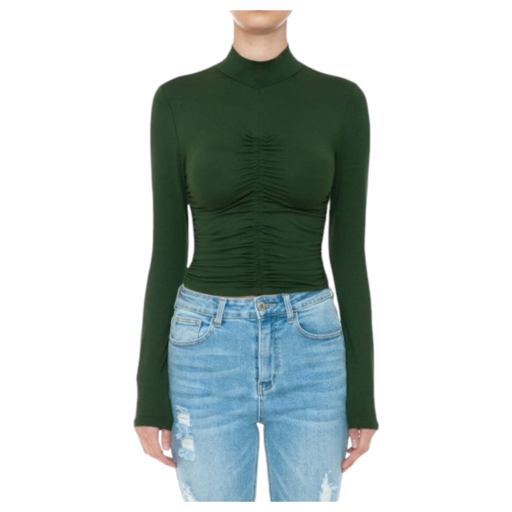 AMBIANCE APPAREL AMBIANCE MOCK NECK CROP TOP 74586