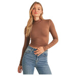 AMBIANCE APPAREL AMBIANCE BRUSHED MOCK NECK LONG SLEEVE CROP TOP 74683
