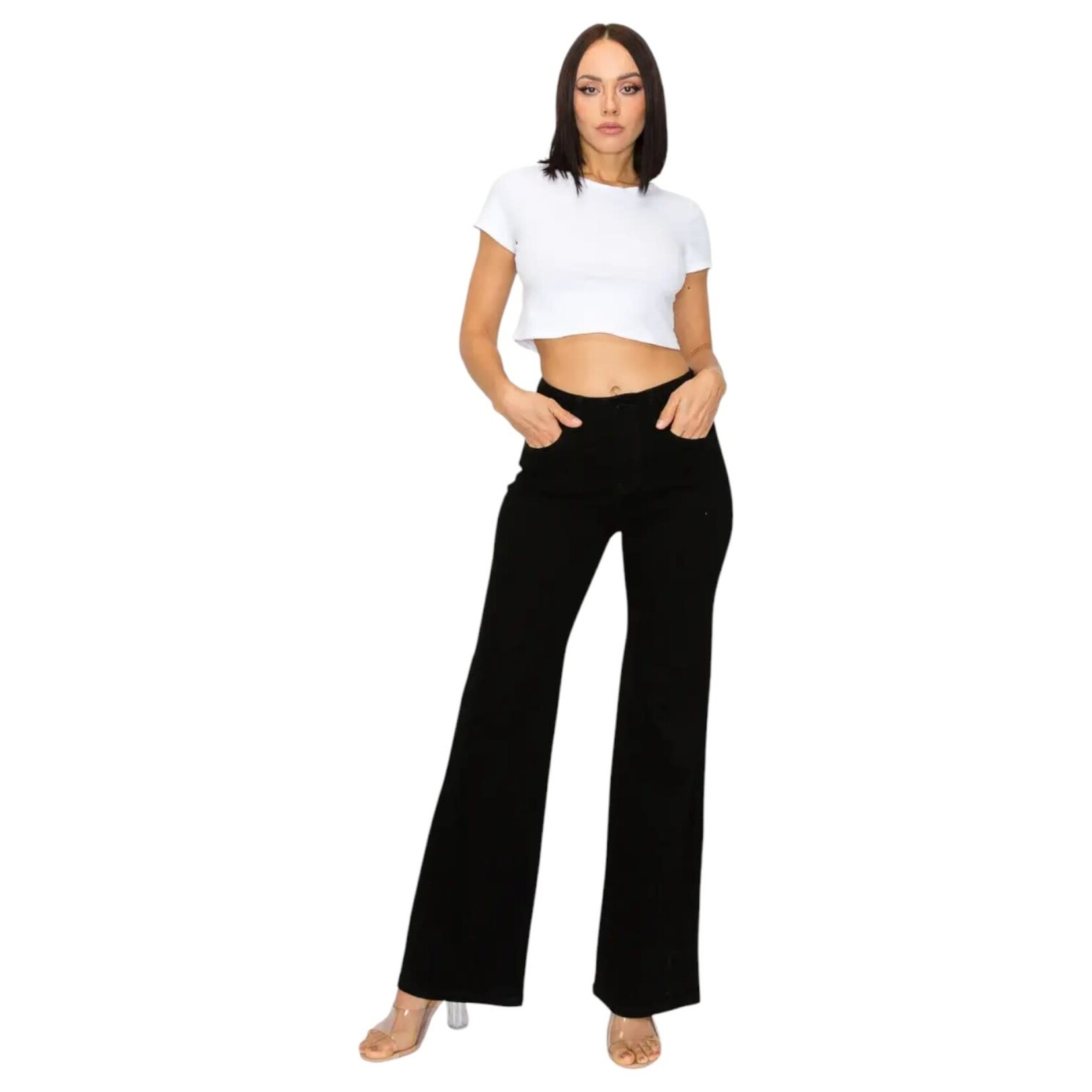 ENCORE JEANS ENCORE CLASSIC HIGH RISE HEAVY WIDE LEG JEANS V2439B