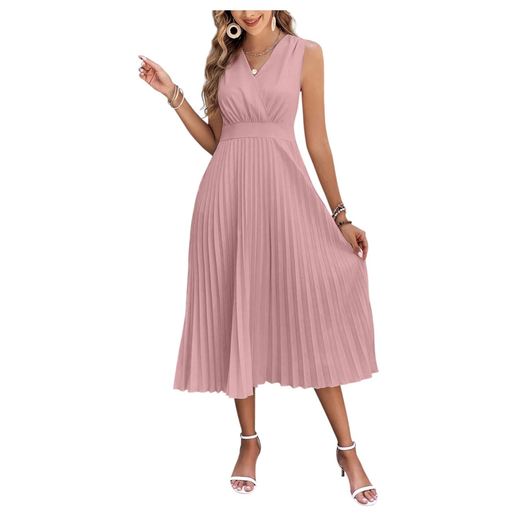 MISS KELLY MISS KELLY SLEEVELESS PLEATED DRESS SD5421
