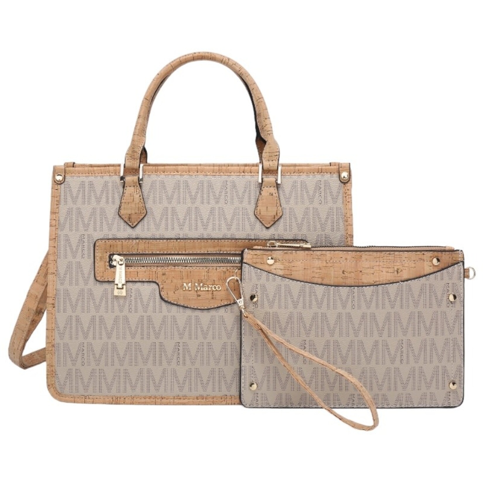 DASEIN MARCO MONOGRAM SATCHEL WITH WRISTLET XL-M-8381