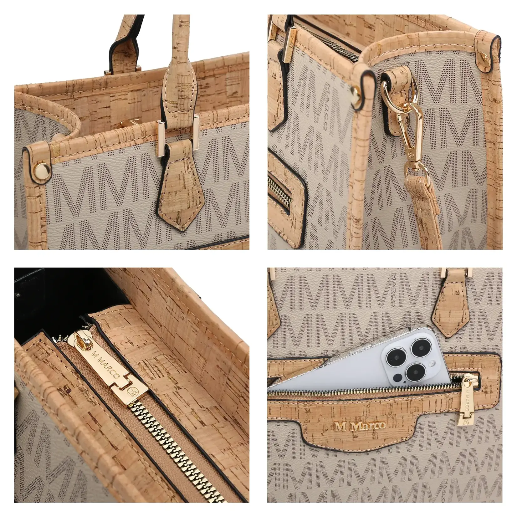 DASEIN MARCO MONOGRAM SATCHEL WITH WRISTLET XL-M-8381