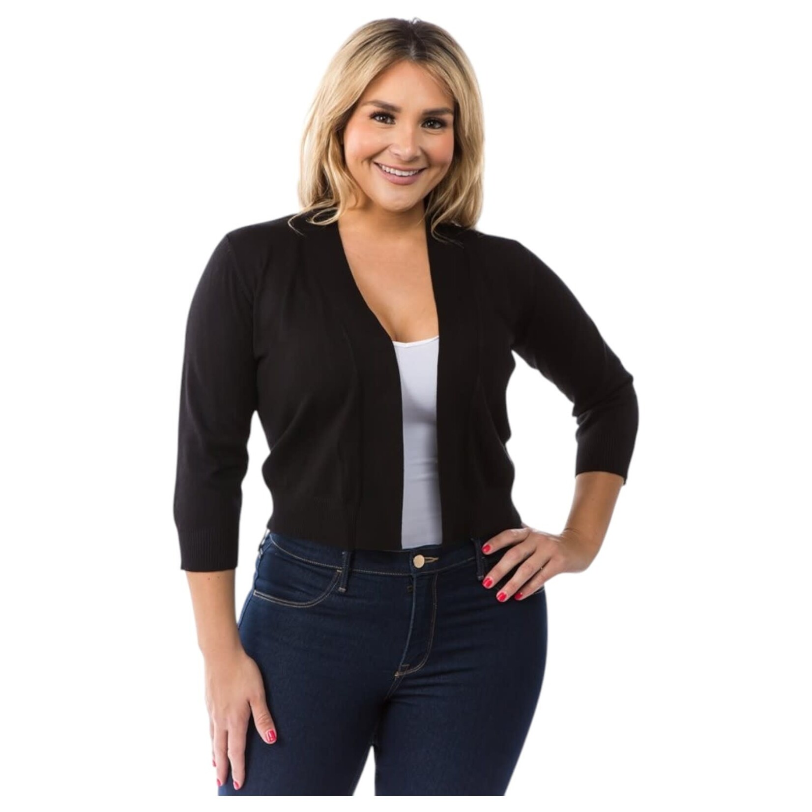 CIELO CIELO PLUS 3/4 SLEEVE CROP BOLERO SW620PLUS