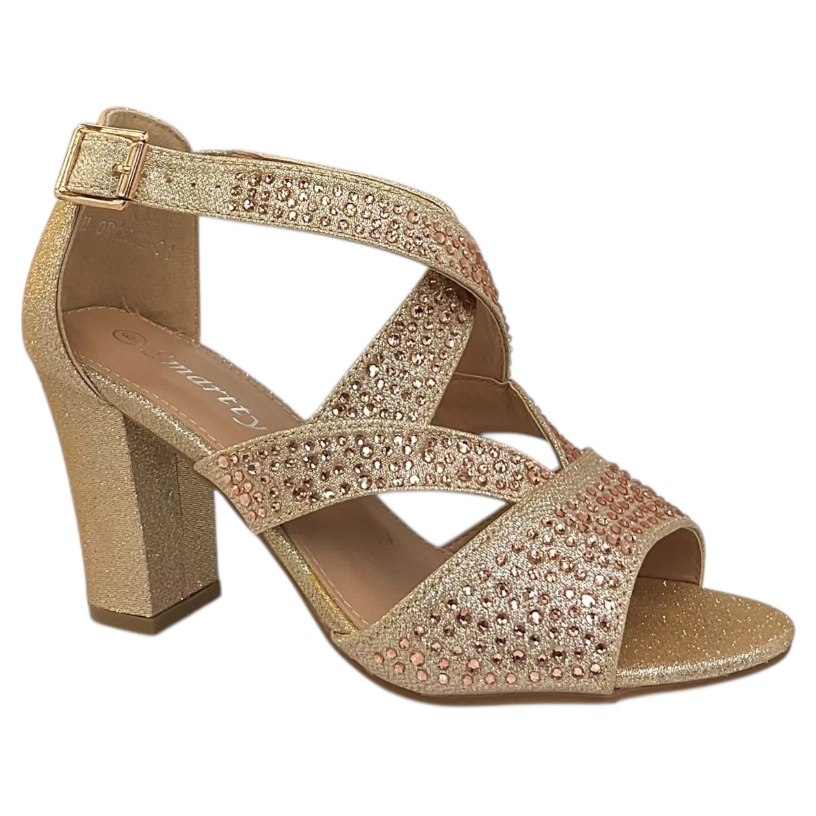 SMARTTY SMARTTY RHINESTONE BLOCK HEEL H.ORANGE-01