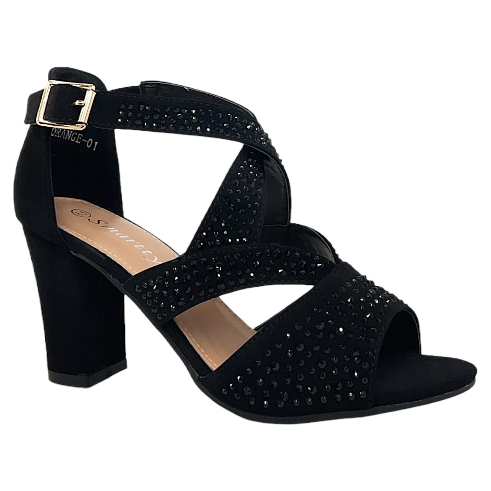 SMARTTY SMARTTY RHINESTONE BLOCK HEEL H.ORANGE-01