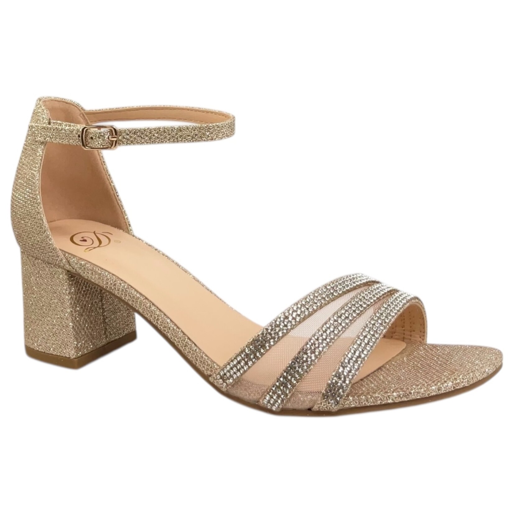 DELICIOUS DELICIOUS RHINESTONE BAND BLOCK HEEL PICK