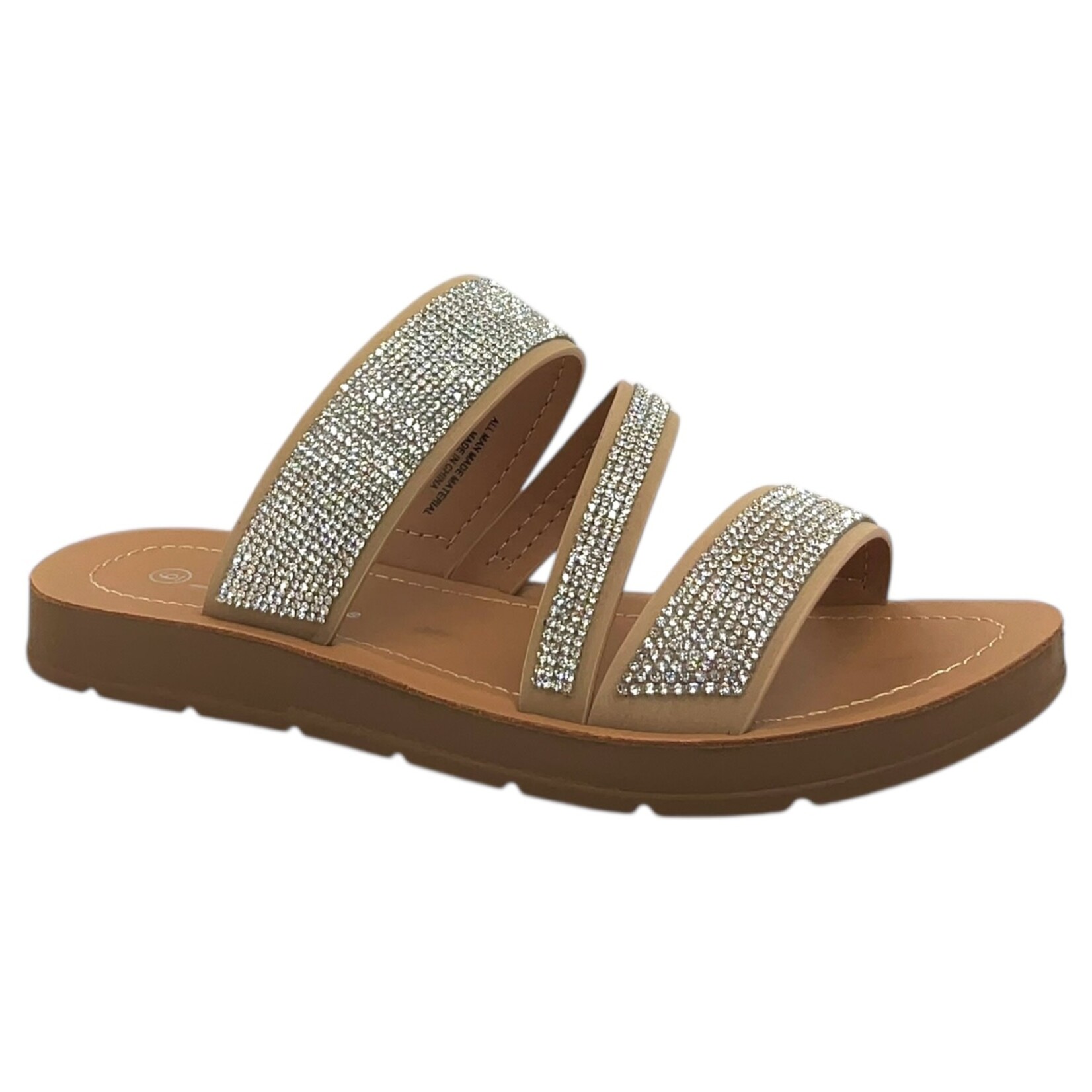 SODA SODA RHINESTONE 3 BAND SLIDE SLIPPER ZEAL