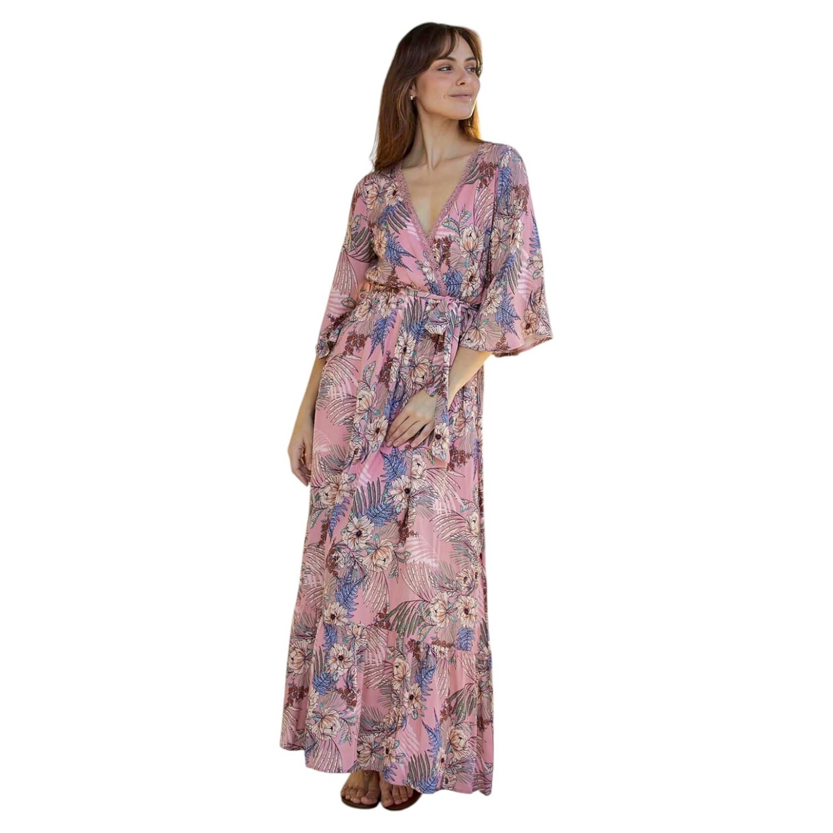 PERSEPTION PERSEPTION FLORAL WRAP MAXI DRESS DR-MS-1907