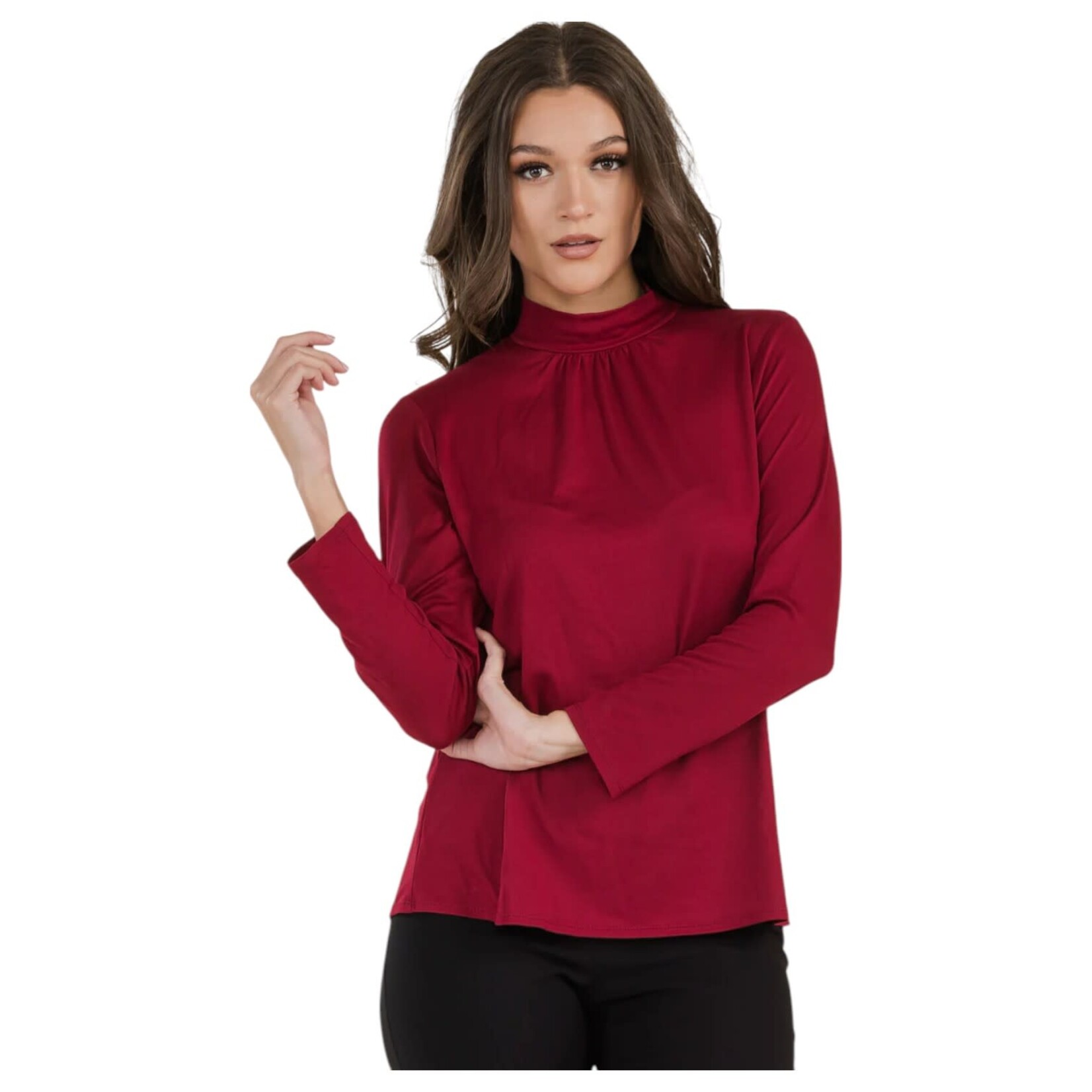 PERSEPTION PERSEPTION FITTED LONG SLEEVE MOCK NECK TOP TP-MS-1715