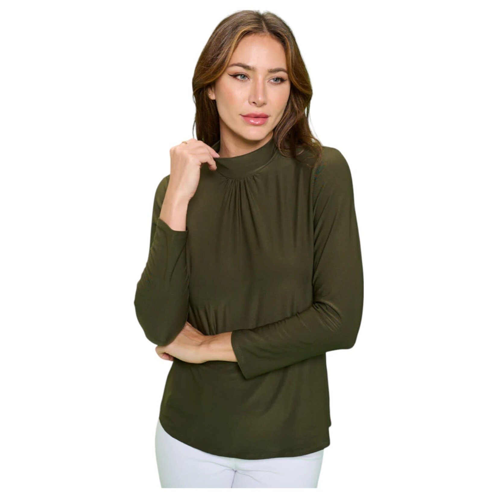 PERSEPTION PERSEPTION FITTED LONG SLEEVE MOCK NECK TOP TP-MS-1715