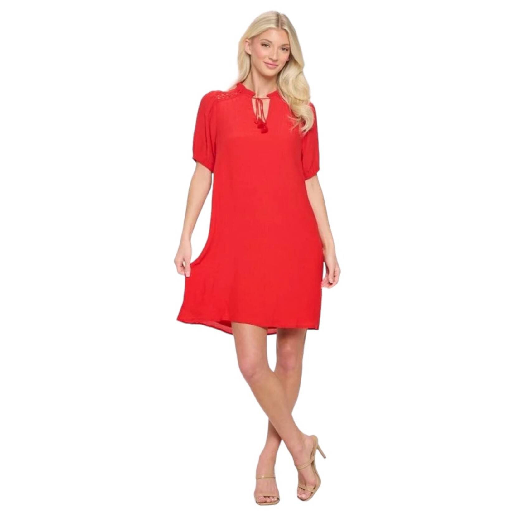 PERSEPTION PERSEPTION CROCHET SHOULDER MIDI DRESS DR-MS-1908