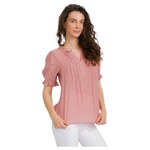 PERSEPTION PERSEPTION SHORT SLEEVE PINTUCK RUFFLE TOP TP-MS-2052