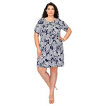 PERSEPTION PERSEPTION PLUS SIZE PRINTED O-RING ZIP MIDI DRESS DR-WM-621