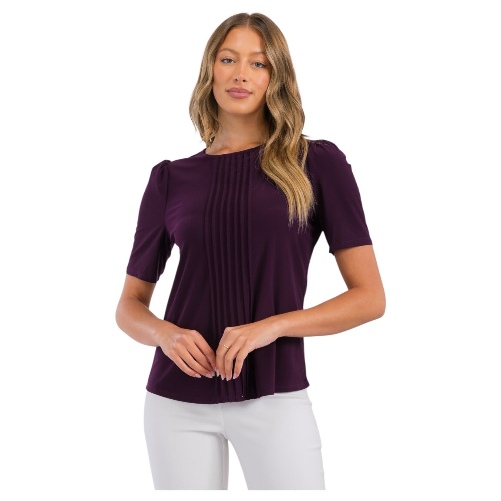 PERSEPTION PERSEPTION SHORT SLEEVE PINTUCK PUFF TOP TP-MS-1810