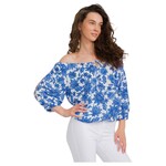 PERSEPTION PERSEPTION LINEN TIE NECK PEASANT BLOUSE TP-MS-2098