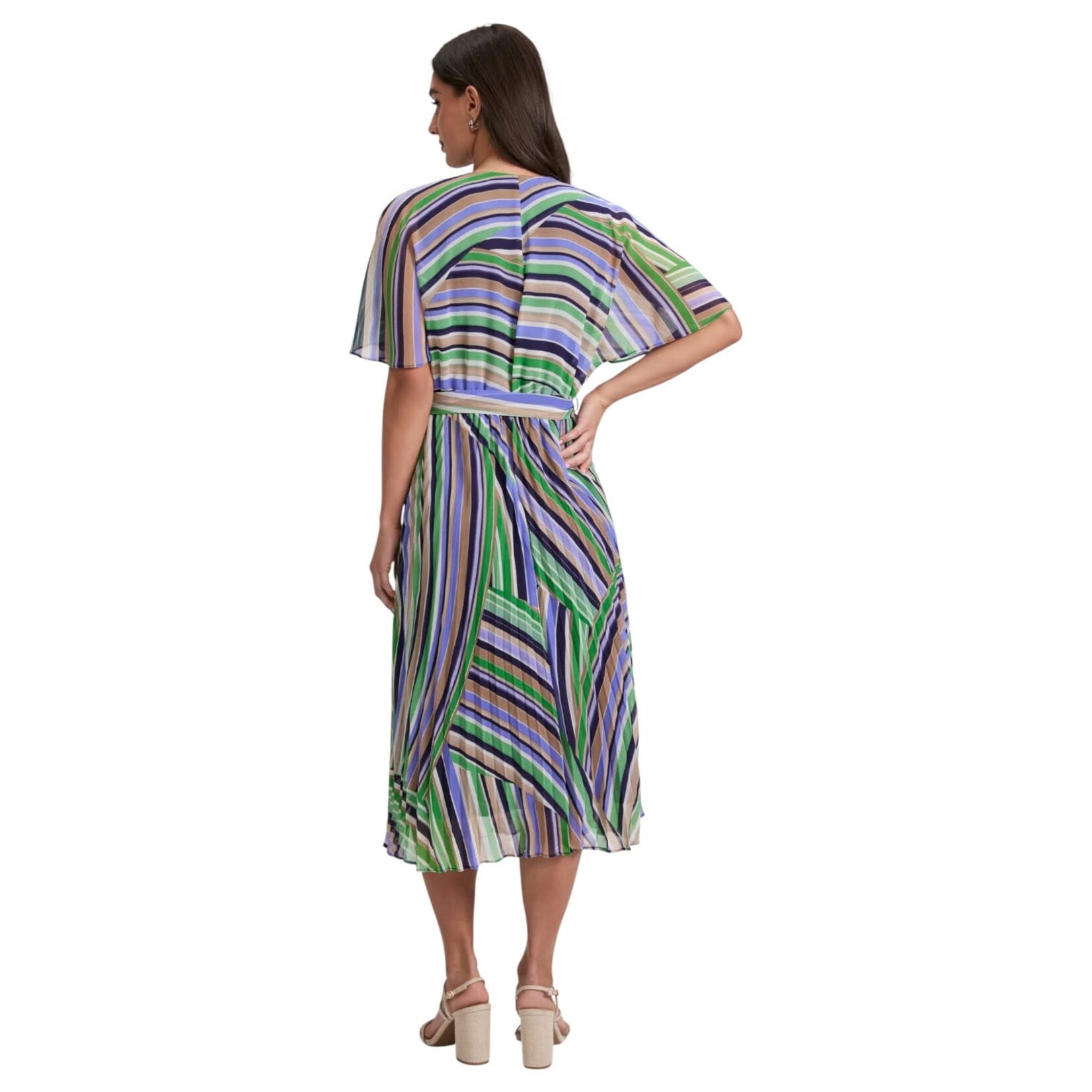 SANDRA DARREN SANDRA DARREN STRIPE CHIFFON SURPLICE TIE DRESS 78066