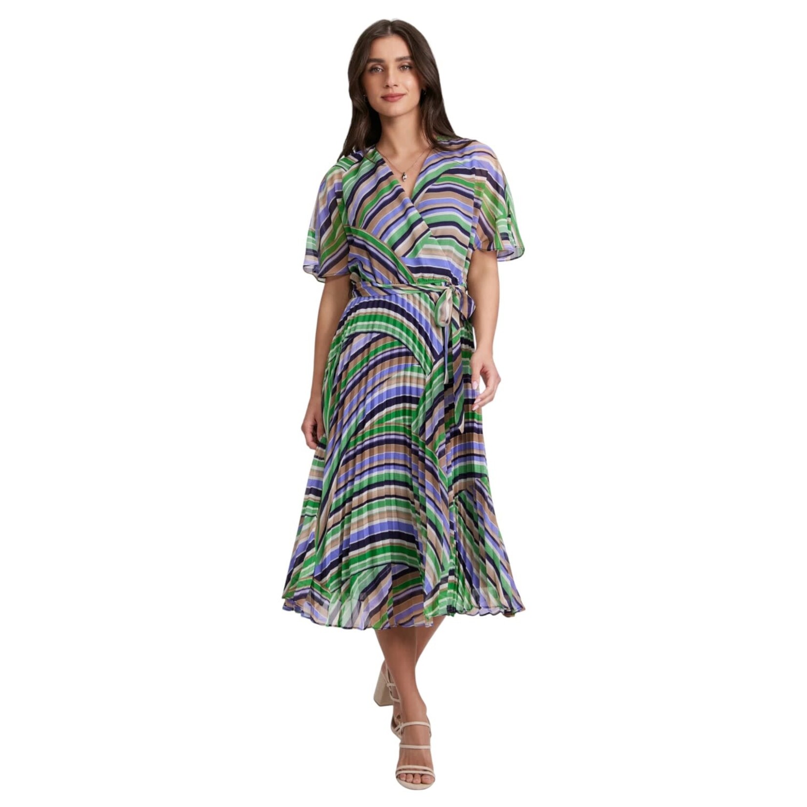 SANDRA DARREN SANDRA DARREN STRIPE CHIFFON SURPLICE TIE DRESS 78066