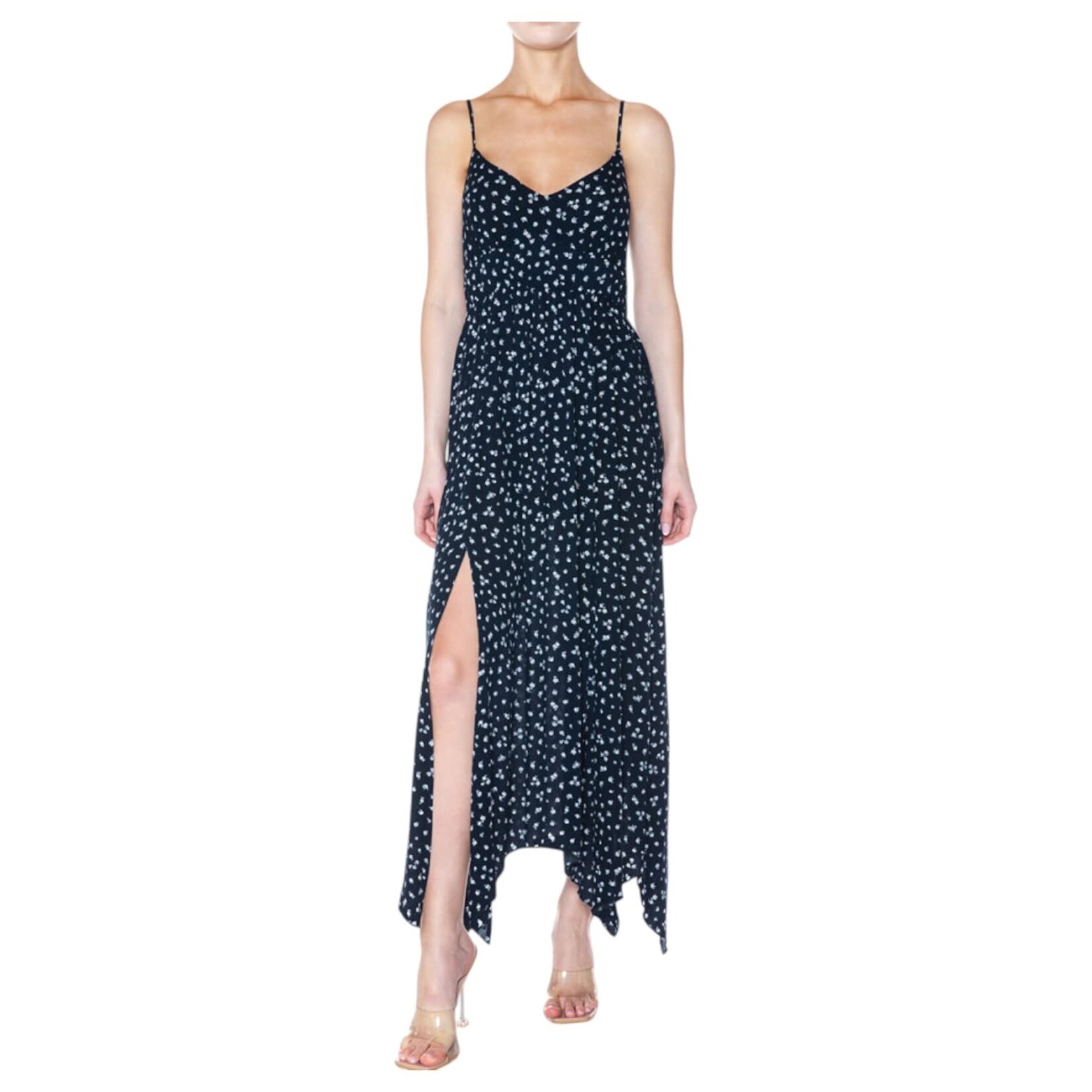 AMBIANCE APPAREL AMBIANCE DITSY FLORAL CAMI MAXI DRESS 76406-1